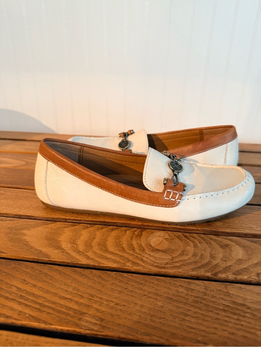 Patricia Nash Ivory and tan Leather Trevi loafers Sz 6.5 EUC - Picture 5 of 7